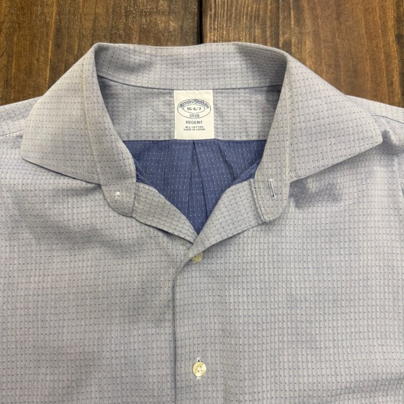 Brooks Brothers Regent Fit 1818 Cotton Dress Shirt Mens 16 6/7 Blue Micro Dot - Picture 2 of 6